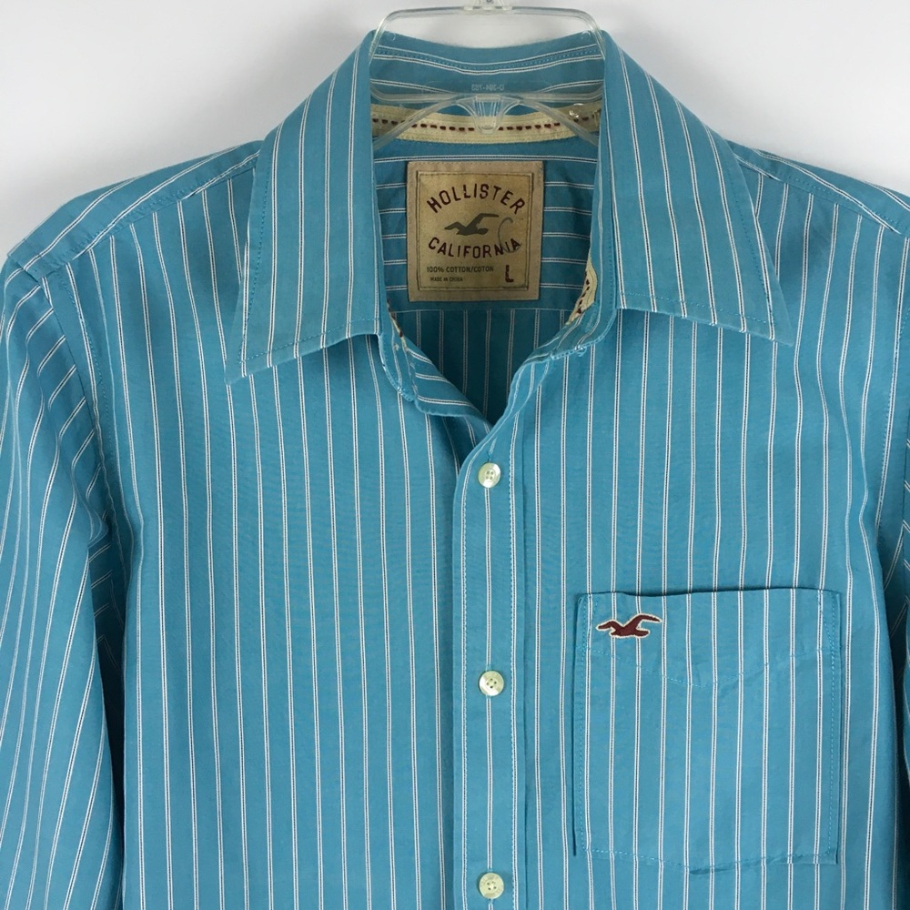 Hollister Button Up Shirt Striped Long Sleeve Sz L